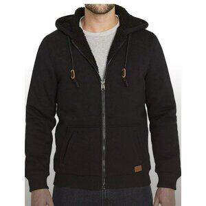 Buffalo David Bitton Hoodie Fleece-Lined Zip-Up Ribbed Cuffs Hem Size L Mens